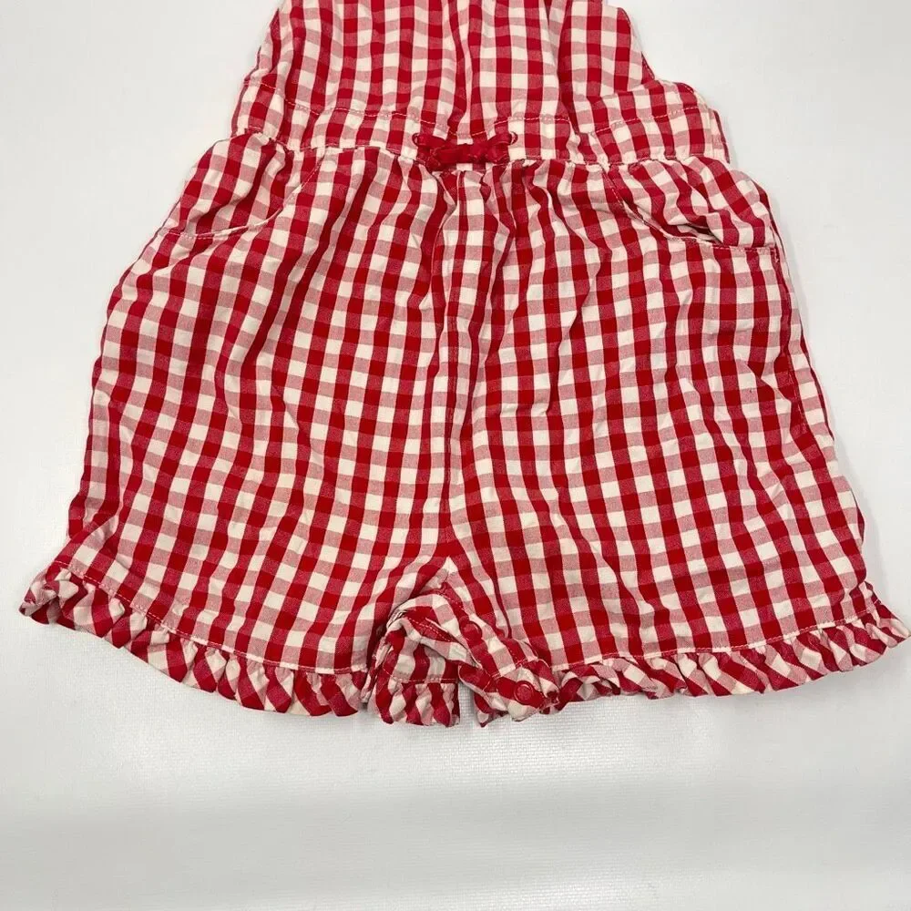 Vintage Gymboree Ladybug Picnic Red White Check Romper 18-24m Short Overall 2001